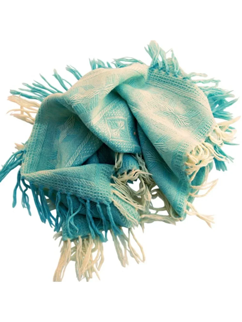 Vintage Blue Baby Blanket w/ Pink Roses, Tassels Crib Size 36x39 Mid-Century